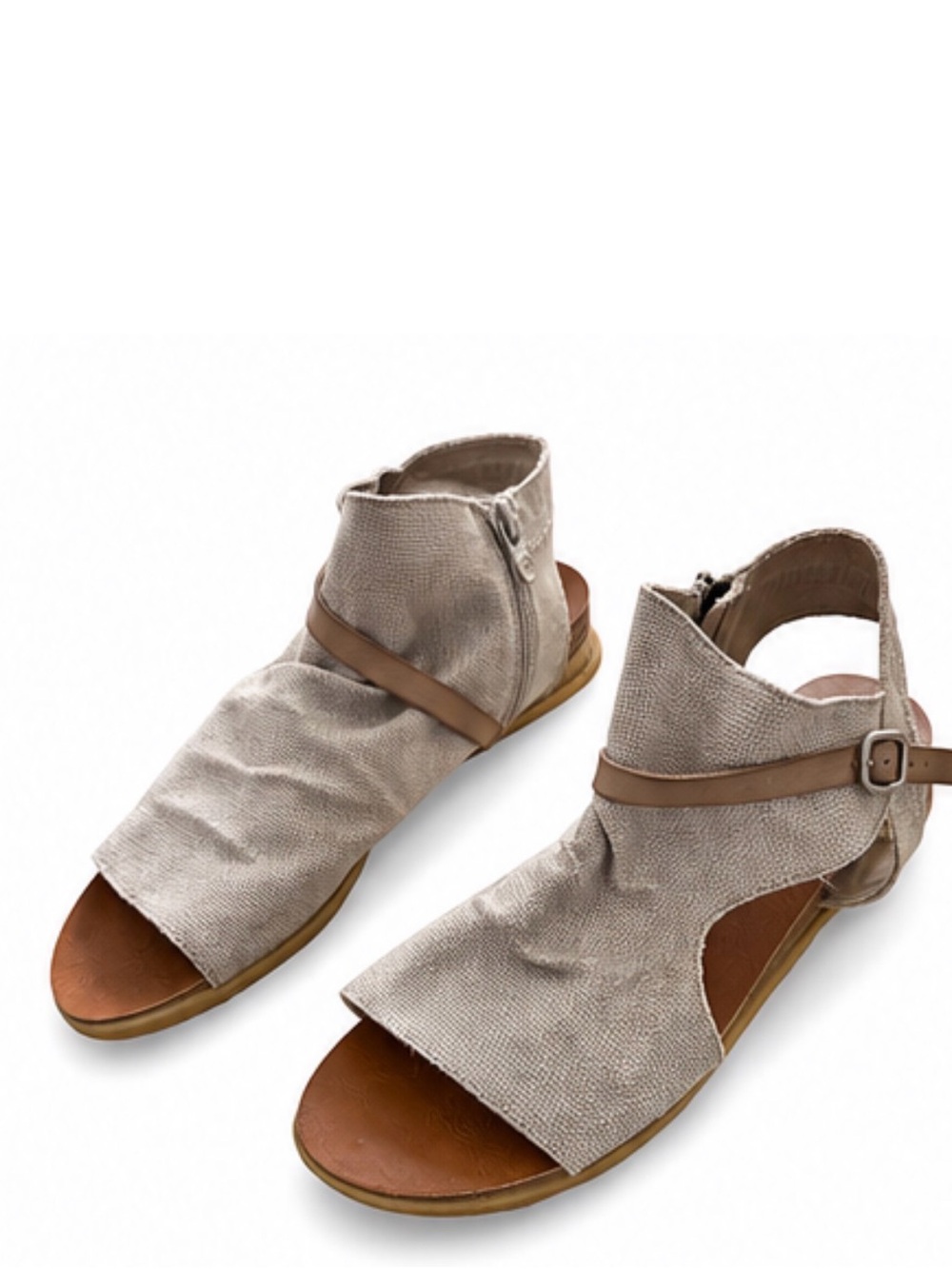 Women’s Taupe Open-Toe Ankle Sandals with Buckle Strap